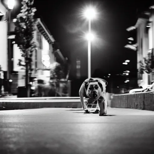 Image similar to A skateboarding dog at night, Voigtlander Nokton 10.5mm f/0.9