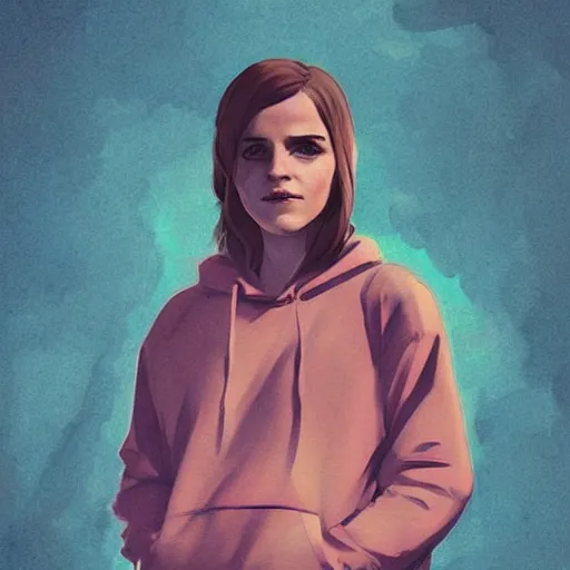 Prompt: fashion model emma watson wearing hoodie digital art by Hokusai by greg rutkowski by wlop high detail comic sharp vector lineart dramtic lighting artstation by trevor henderson by rossd raws cinematic dramatic