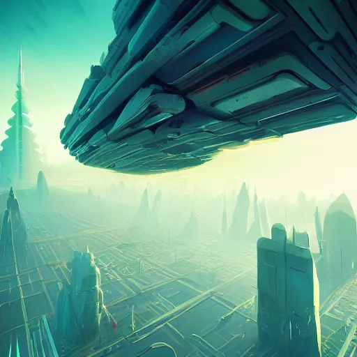 Image similar to futuristic city, illustration by petros afshar and christopher balaskas and marius borgeaud and kiliain eng, global illumination, ambient occlusion, 3 0 mm, well proportioned, highly detailed, rule of thirds, motion blur