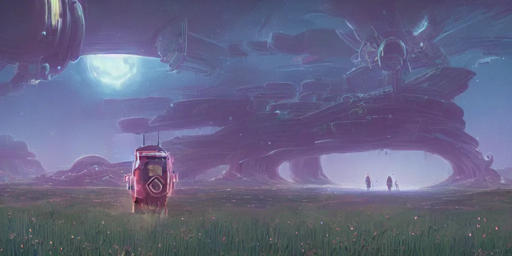 Image similar to #art #hyperreal #intricate interstellar-botw-studio-ghibli-moment Simon-Stålenhag Hans-Zatzka, [32k hd]^10