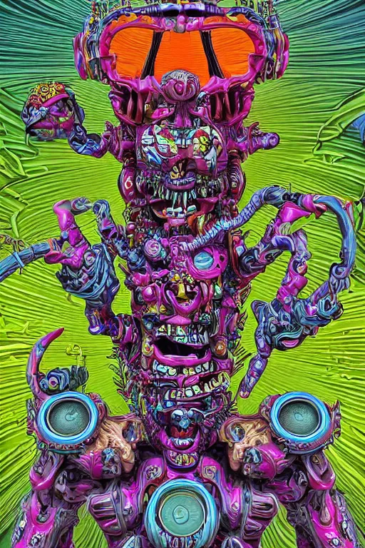 Image similar to maximalist lowbrow style overdetailed 3d sculpture of a monster by clogtwo and ben ridgway inspired by beastwreckstuff chris dyer and jimbo phillips. Cosmic horror infused retrofuturist style. Hyperdetailed high resolution. Render by binx.ly in discodiffusion. Dreamlike surreal polished render by machine.delusions. Sharp focus.