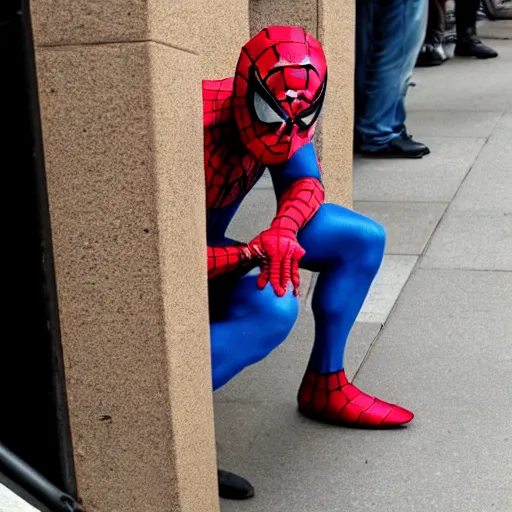 Image similar to spiderman urinating in public