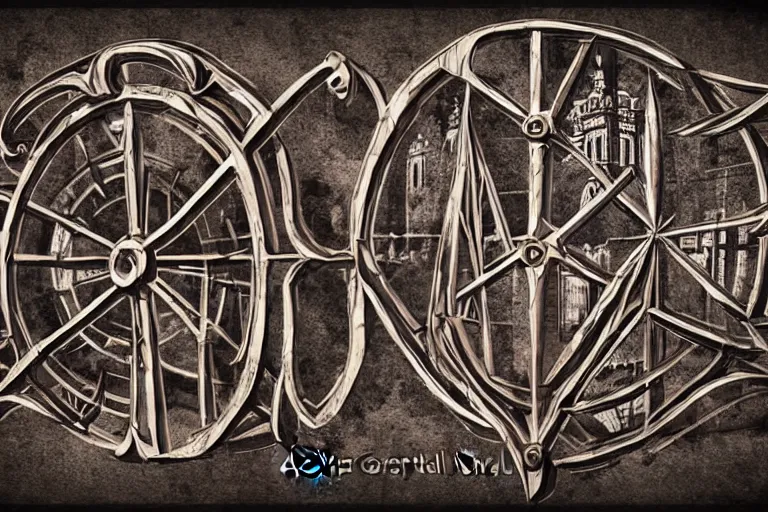 Image similar to 3d sculpt of an arched gothic ironwork sign for a circus called 'the dark metal carnival', artstaton, digital illustration