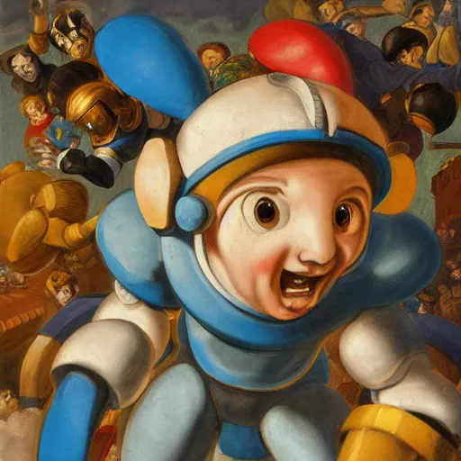 Prompt: Baroque painting of MegaMan