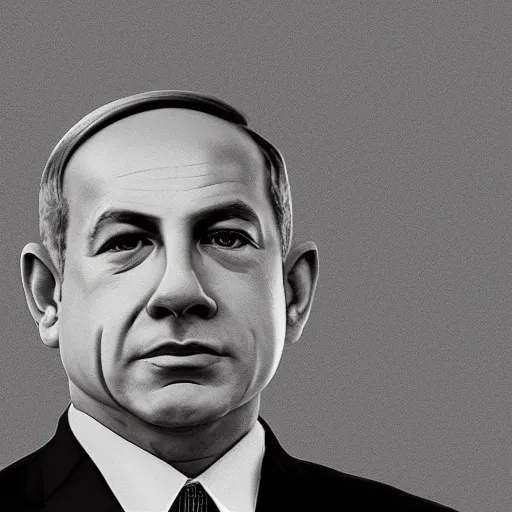 Image similar to portrait of benjamin netanyahu, by a child