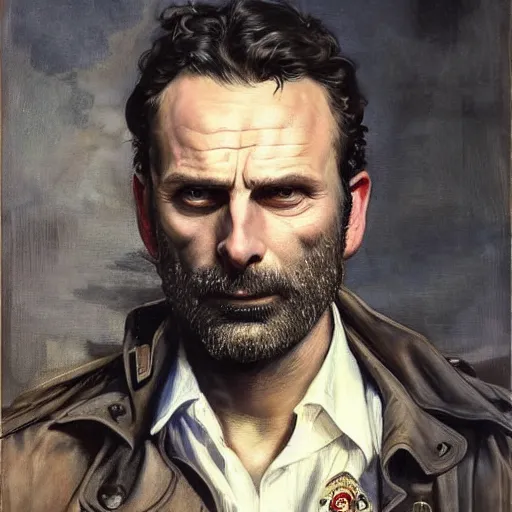 Prompt: rick grimes in prey picture by j. c. leyendecker and peter paul rubens, asymmetrical, dark vibes, realistic painting, organic painting, matte painting, geometric shapes, hard edges, graffiti, street art : 2 by j. c. leyendecker and peter paul rubens : 4