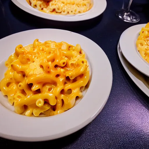 Prompt: dslr photograph of kraft macaroni and cheese, michelin starred restaurant, award winning photography