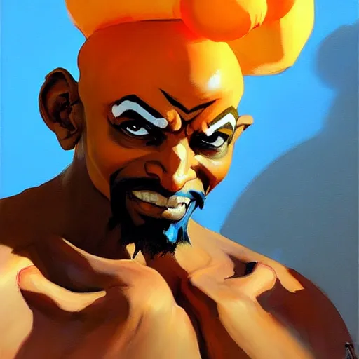 Image similar to Greg Manchess portrait painting of Dhalsim as Overwatch character, medium shot, asymmetrical, profile picture, Organic Painting, sunny day, Matte Painting, bold shapes, hard edges, street art, trending on artstation, by Huang Guangjian and Gil Elvgren and Sachin Teng