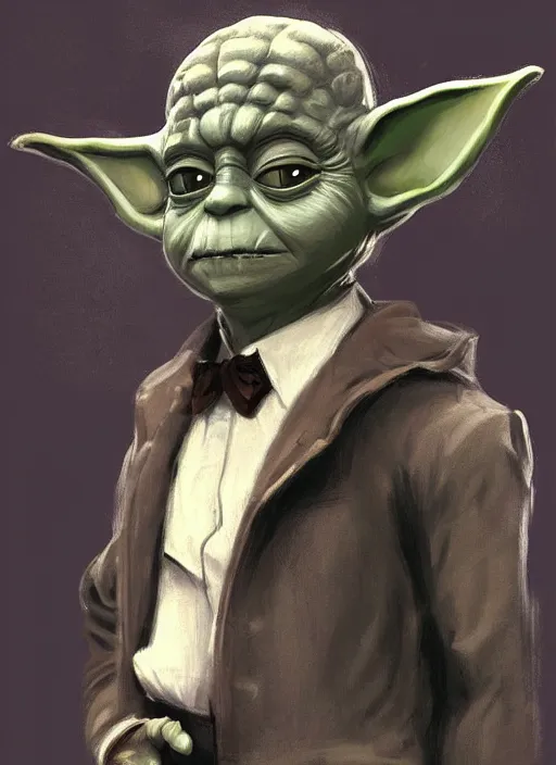 Prompt: Yoda dressed as a 1900s mafia man, elegant, digital painting, concept art, smooth, sharp focus, illustration, from StarCraft by Ruan Jia and Mandy Jurgens and Artgerm and William-Adolphe Bouguerea