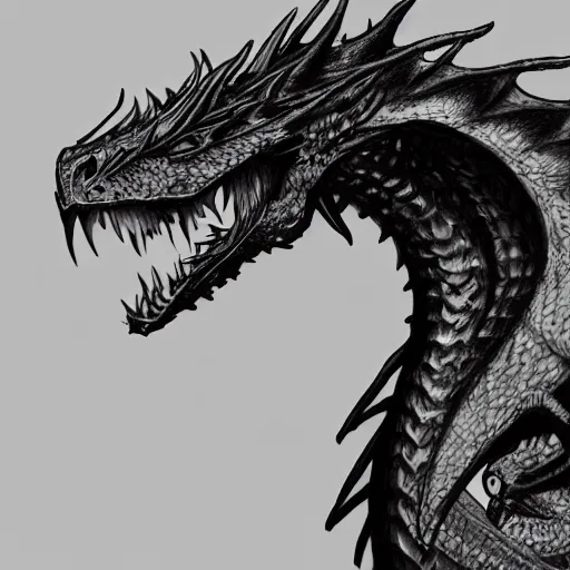 Image similar to a majestic dragon, hd, 4k, trending on artstation, award winning, 8k, 4k, 4k, 4k, very very very detailed, high quality sketch, black background