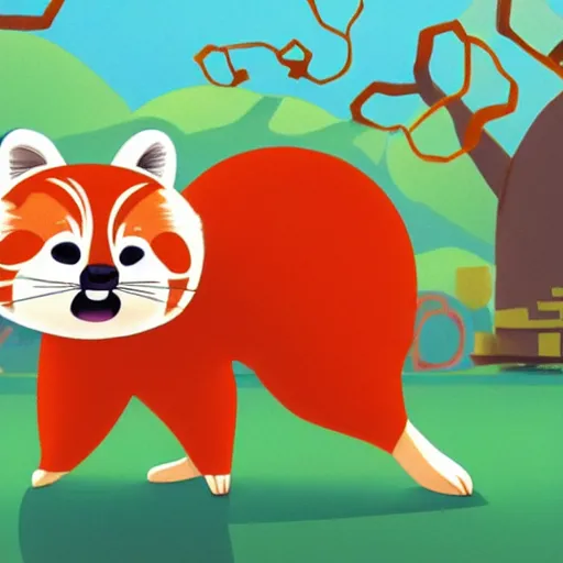 Prompt: mind game red panda by MASAAKI YUASA