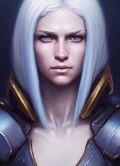 Image similar to a fantasy style portrait painting of shy white female paladin scar wound left eye with blonde hair and blue eyes, holy oil painting unreal 5 daz. rpg portrait extremely detailed artgerm greg rutkowski _ greg