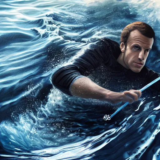 Image similar to photography, emmanuel macron drowning in black sea, ultra realistic, concept art, intricate details, highly detailed, photorealistic