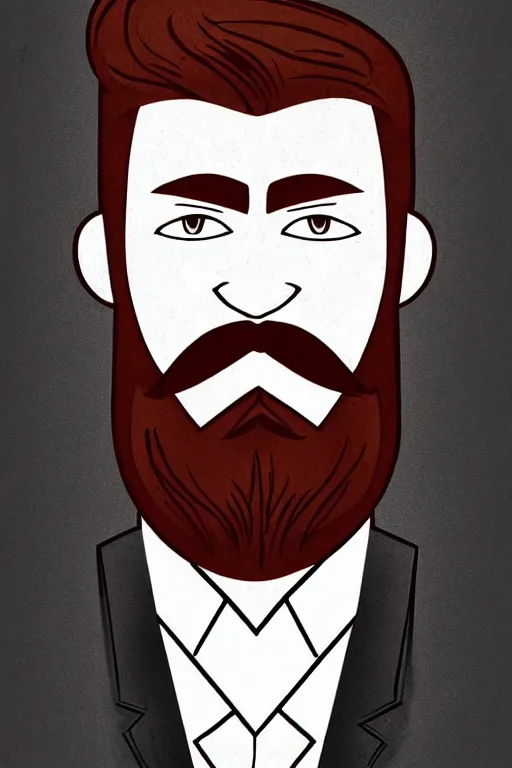 Image similar to an illustration of a portrait of a respectable dignified 3 0 ish pentecostal preacher with kind eyes and red beard and hair in the style of art - deco artwork art by kyle ferrin and loish!, digital art, highly detailed, intricate, sharp focus, trending on artstation hq, deviantart, 4 k uhd image