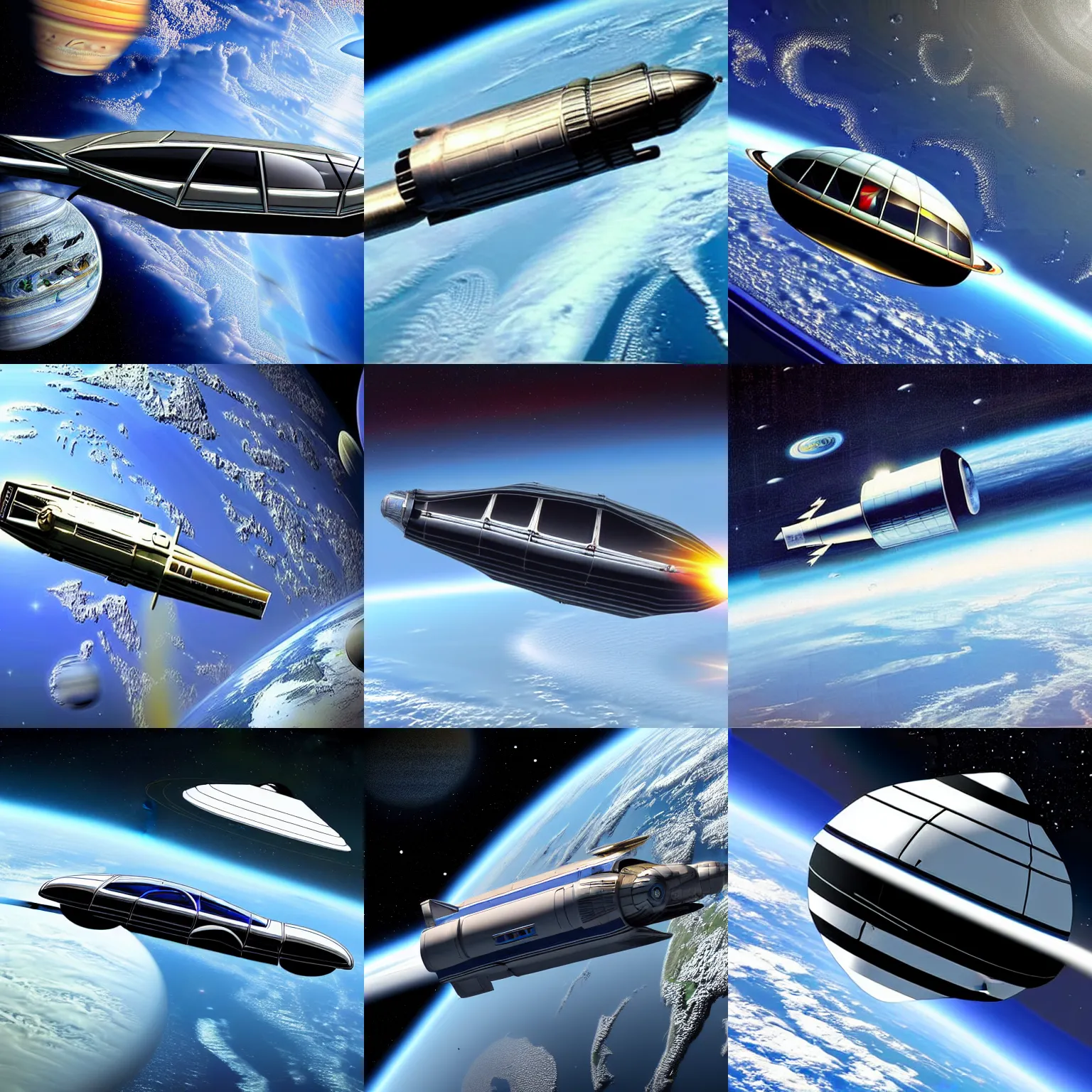 Prompt: russian car zil in space in orbit of the planet earth, zil looks like a spaceship, hyper detailed, hight detailed, futuristic, ultra realistic, no blur, 8 k