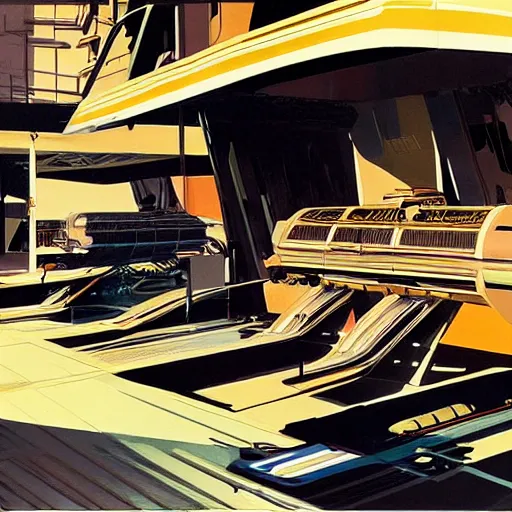 Prompt: artwork by Syd Mead