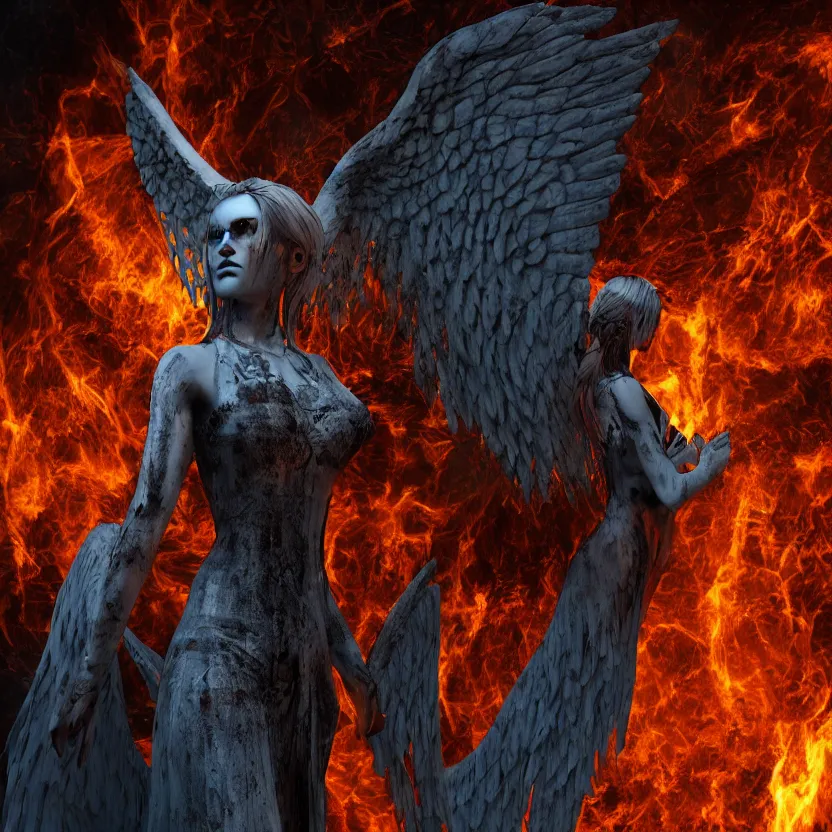 Prompt: stunning gothic angel of traquial light, of fire ice atmospheric, eerie, cinematic, epic, 8 k, 4 k, ultra detail, ultra - realistic, rendered by awesomeness