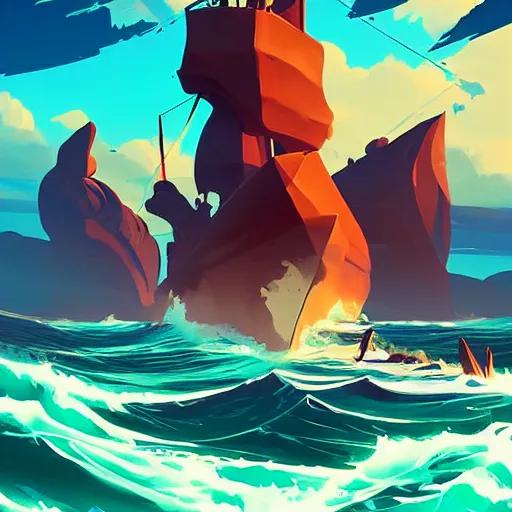 Image similar to painting treasure on sea of thieves game smooth median photoshop filter cutout vector, behance hd by jesper ejsing, by rhads, makoto shinkai and lois van baarle, ilya kuvshinov, rossdraws global illumination