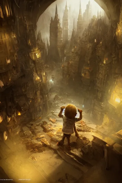 Image similar to Looking under a child's bed and seeing a tiny goblin city, dramatic lighting, cinematic, establishing shot, extremely high detail, foto realistic, cinematic lighting, post processed, concept art, high details, cinematic, 8k resolution, beautiful detailed, photorealistic, digital painting, artstation, concept art, smooth, sharp focus, artstation trending, octane render, unreal engine