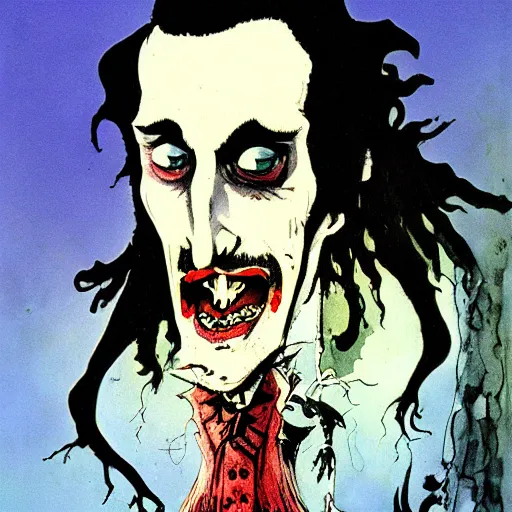Image similar to portrait of dracula by ralph steadman