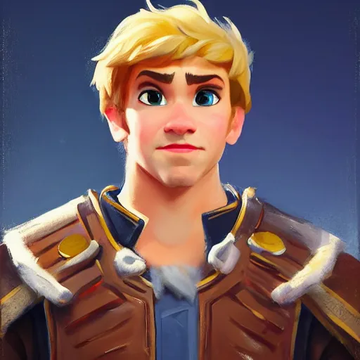 Image similar to greg manchess portrait painting of kristoff from frozen as overwatch character, medium shot, asymmetrical, profile picture, organic painting, sunny day, matte painting, bold shapes, hard edges, street art, trending on artstation, by huang guangjian and gil elvgren and sachin teng