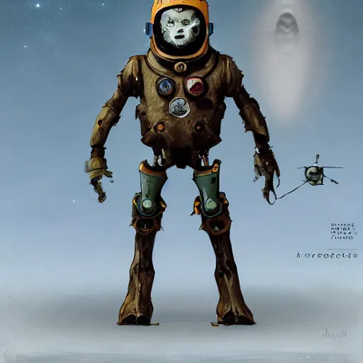 Image similar to a space boy hero in an exoskelton harrd suit character designed by Jean-Baptiste Monge and ashley wood and phil hale and Sergio Toppi, 4K post processing