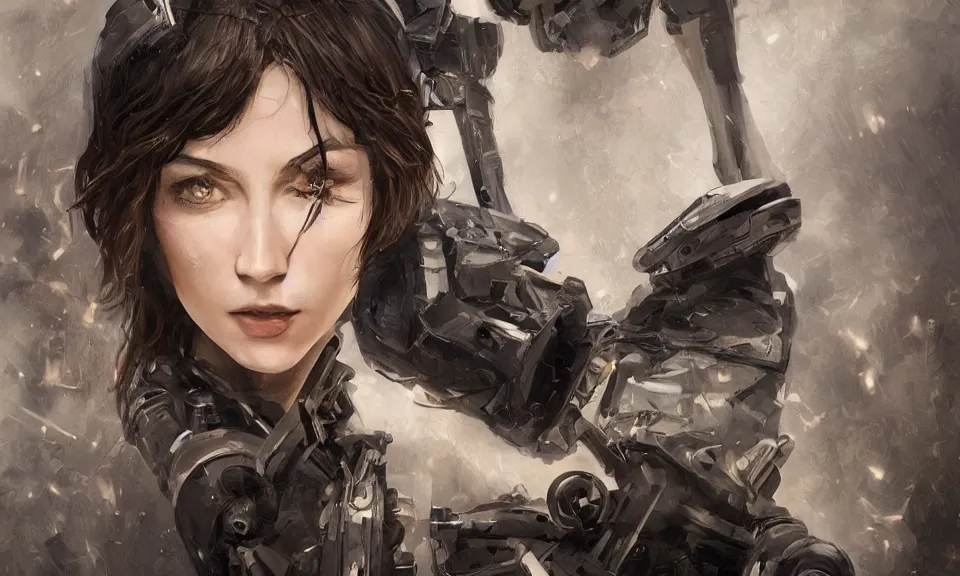 Image similar to cinematic bust portrait of beautiful girl with robot body, portrait, cinematic, elegant, artstation, intricate, highly detailed, digital painting, artstation, concept art, sharp focus, illustration, cyberpunk, cgsociety, 8 k