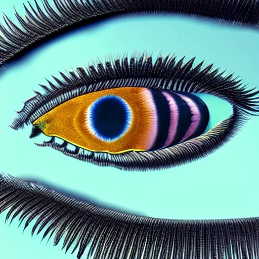 Prompt: A fish wearing fake eyelashes on its eyes, digital art, photorealistic