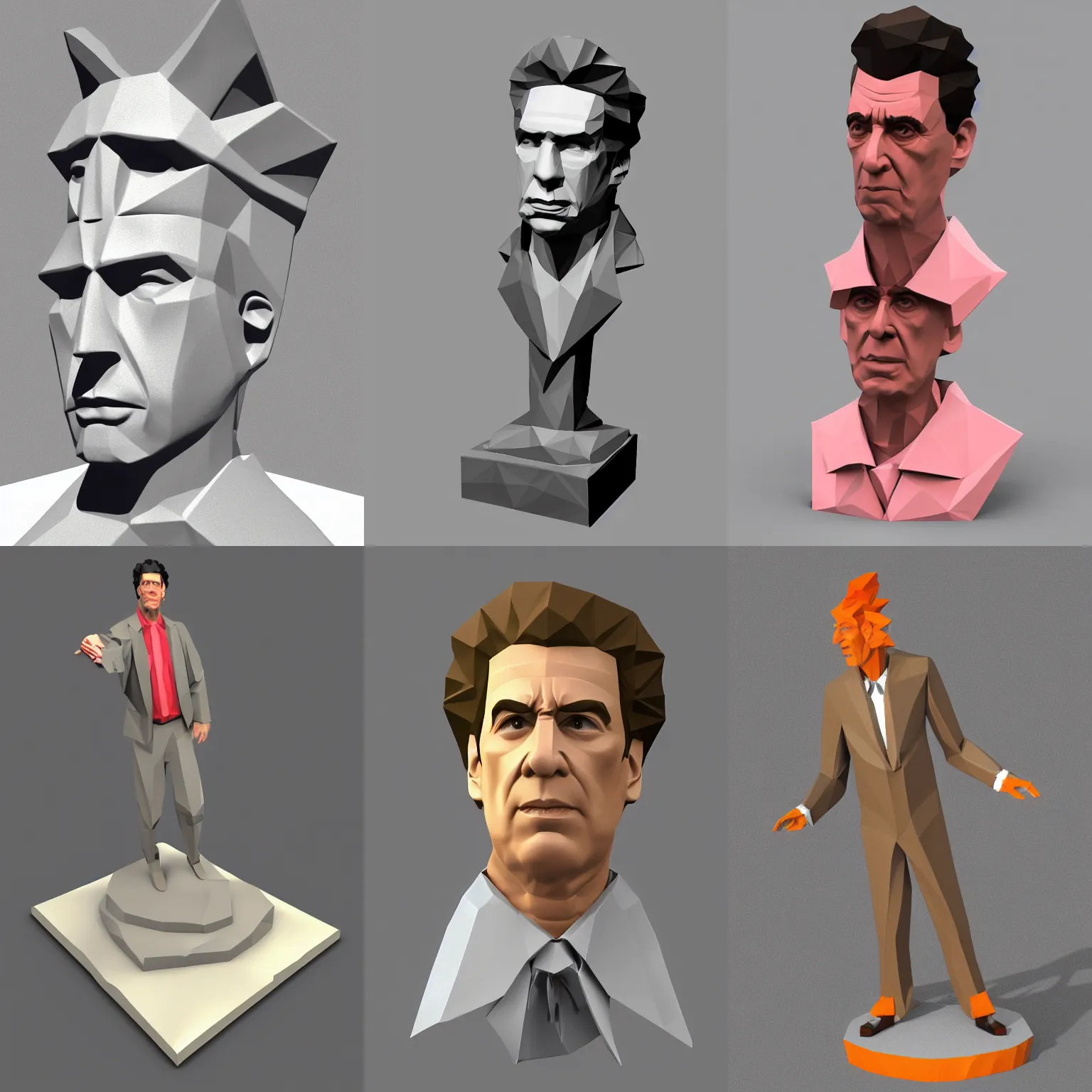 Prompt: Cosmo Kramer low poly model