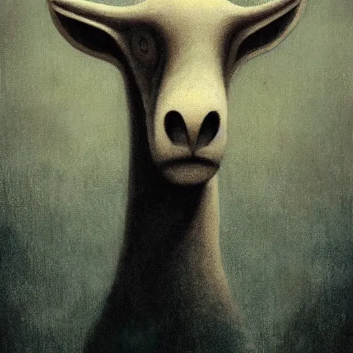 Image similar to A beautiful digital art of of a giant head. The head is bald and has a big nose. The eyes are wide open and have a crazy look. The mouth is open and has sharp teeth. The neck is long and thin. by Catherine Hyde melancholic