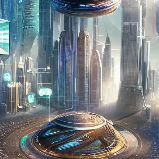 Image similar to a futuristic city is a place where technology has advanced to a point where people have access to everything they need. there are no longer any natural boundaries between humans and machines. people live their lives in virtual reality, and interact with each other via holograms. alyn spiller ultrarealistic 1 5 0 mpx