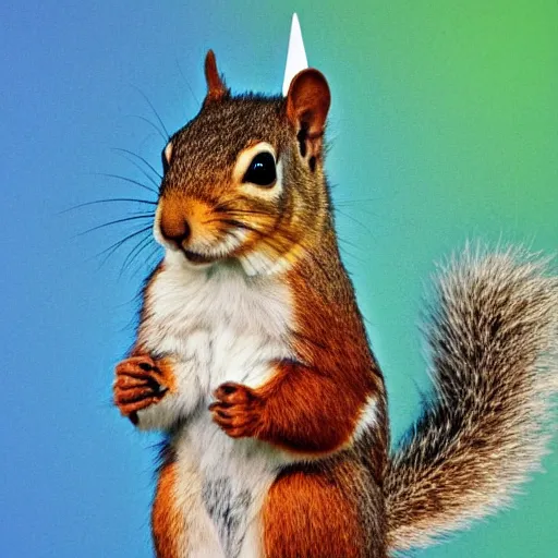 Image similar to a squirrel with a party hat on its head, a pastel by john nicolson, shutterstock contest winner, furry art, creative commons attribution, stockphoto, iso 2 0 0