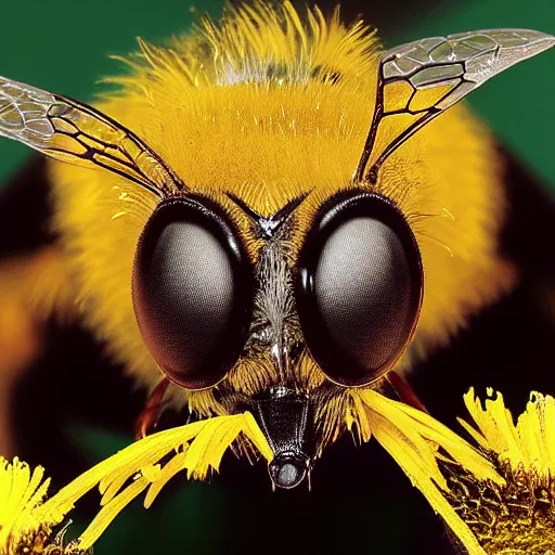 Image similar to closeup image of a bee with beyonce face