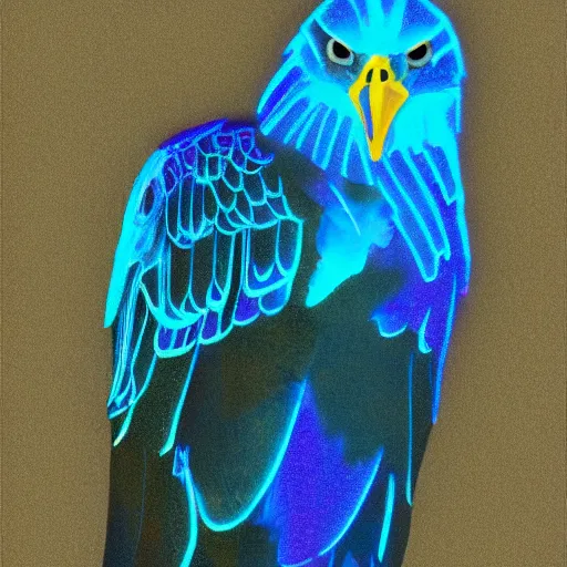 Image similar to glowing blue eagle art