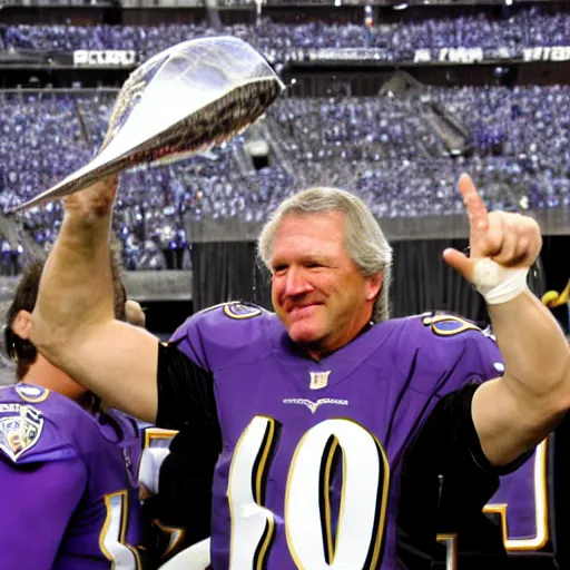 Prompt: chuck clark of the baltimore ravens, chuck clark's face, holding the lombardi trophy