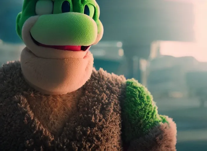 Image similar to film still of yoshi in the new sci - fi movie, 8 k