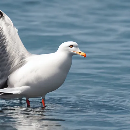 Prompt: a seagull evolved to live underwater