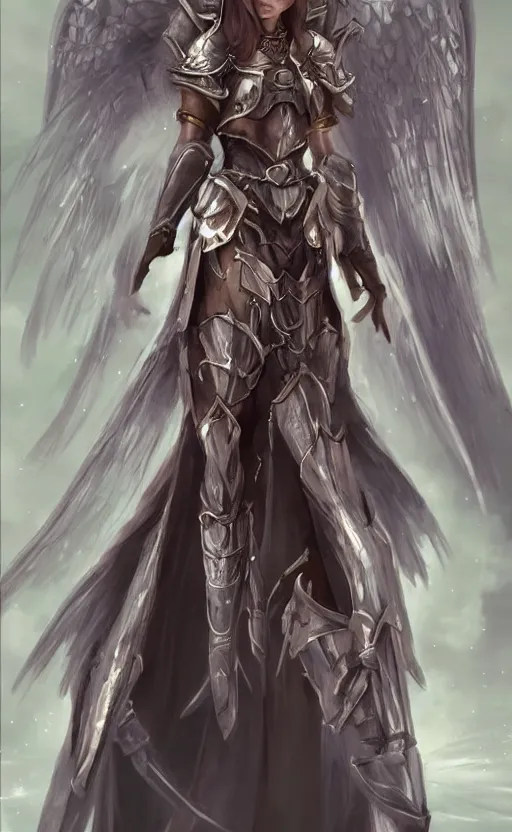 Prompt: Fantasy Concept character art of a angel knight girl. By artstation trending. Highly detailed