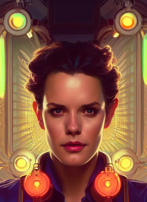 Image similar to symmetry!! portrait of ace ventura pet detective, chemisty, sci - fi, glowing lights!! intricate, elegant, highly detailed, digital painting, artstation, concept art, smooth, sharp focus, illustration, art by artgerm and greg rutkowski and alphonse mucha, 8 k