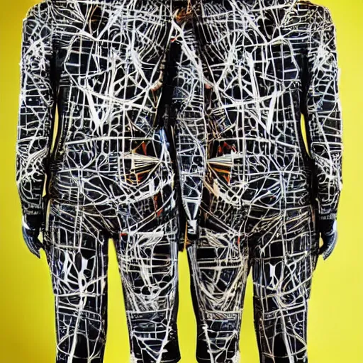 Image similar to love, diverse overlayed double exposure cybersuits, from behind, wide wide angle, vivid, elaborate, highly detailed, combined, beautiful lighting