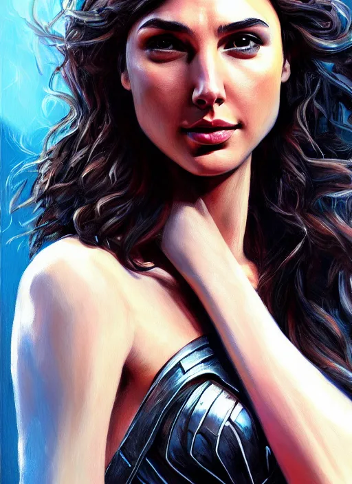 Image similar to a beautiful painting of Gal Gadot , very detailed, 4K, epic , trending on artstation, hd, masterpiece