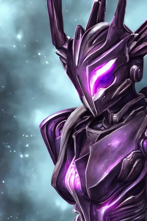 Image similar to cinematic bust shot, hyperdetailed elegant beautiful stunning giant robot mecha hot female goddess dragon, sharp spines, sharp metal ears, smooth purple eyes, smooth fuschia skin, smooth silver armor, nebula size, space, epic proportions, epic scale, warframe fanart, macro giantess, furry art, dragon art, goddess art, giantess art, furaffinity, octane