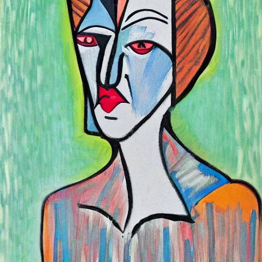 Prompt: a portrait of jenny mccarthy by picasso