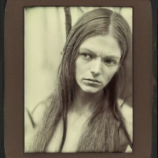 Prompt: polaroid of candid anatomical female wood elf by Tarkovsky