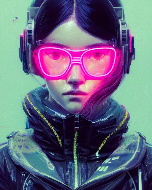 Image similar to detailed portrait neon operator girl, cyberpunk futuristic, neon, reflective puffy coat, decorated with traditional japanese by ismail inceoglu dragan bibin hans thoma greg rutkowski alexandros pyromallis nekro rene margitte, illustrated, perfect face, fine details, realistic shaded, fine - face, pretty face