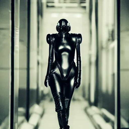 Prompt: fashion photography of an extraterrestrial model, wearing a black gas mask, wearing demobaza fashion, inside berghain, berlin fashion, harness, futuristic fashion, dark minimal outfit, photo 3 5 mm leica, hyperdetail, berghain, 8 k, very detailed, photo by nick knight