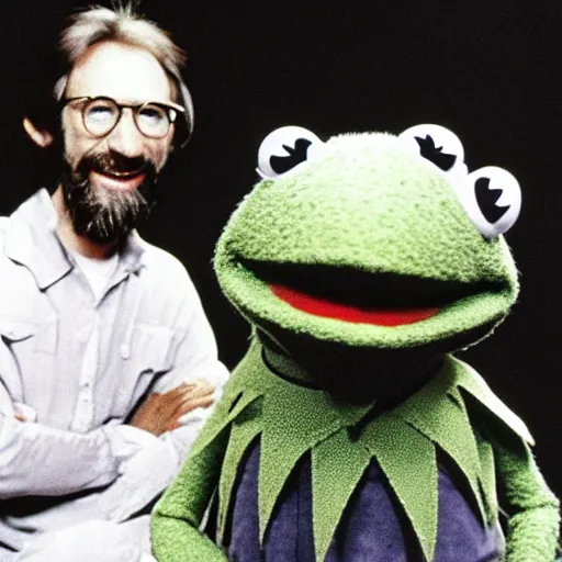 Prompt: kermit the frog with jim henson (1979)