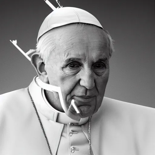 Image similar to a photo of Pope John Paul 2 smoking a blunt, photorealistic, high definition