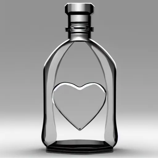 Image similar to transparent ancient boar flask with heart, raytracing, orthographic 3d rendering, octane render