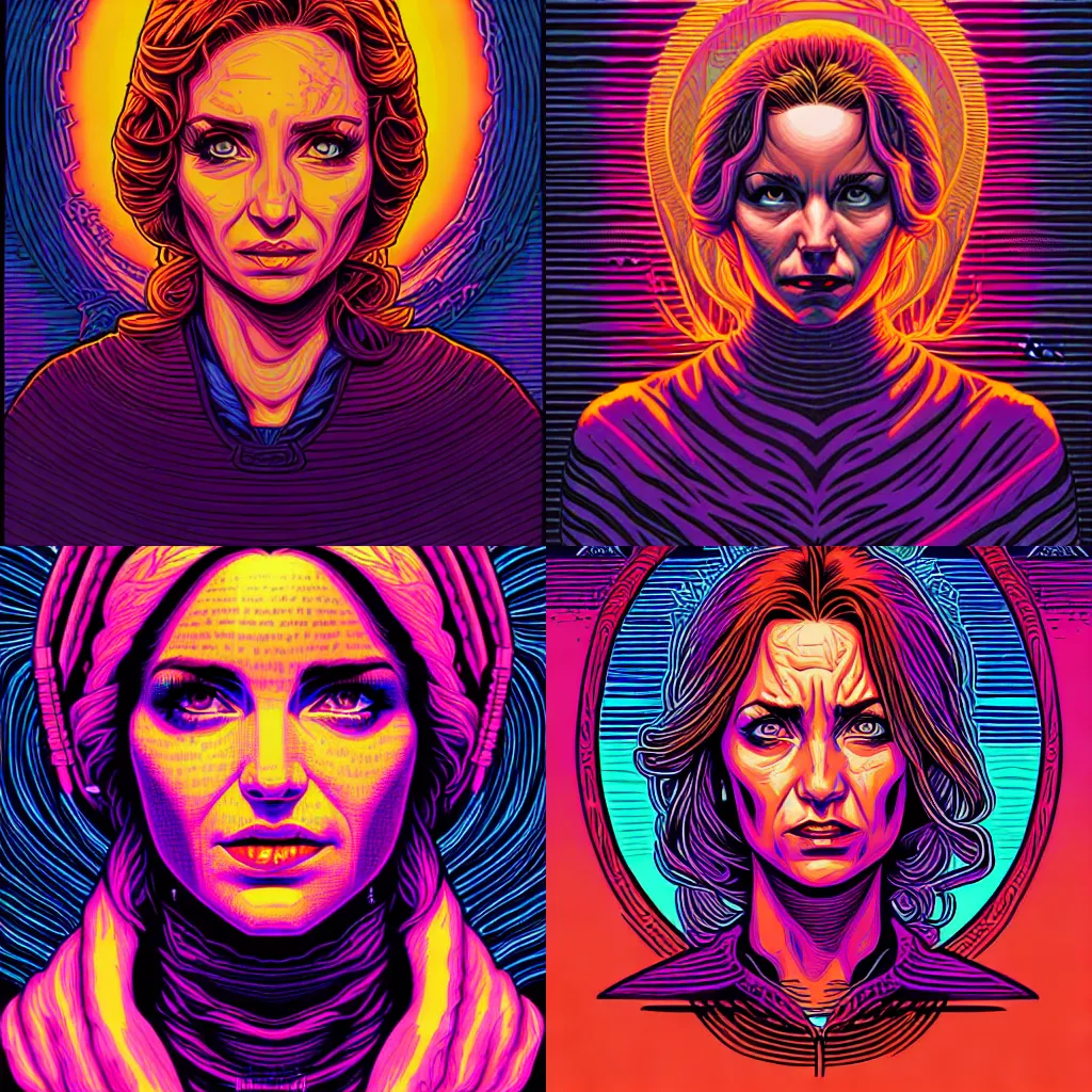 Image similar to portrait of a woman by dan mumford